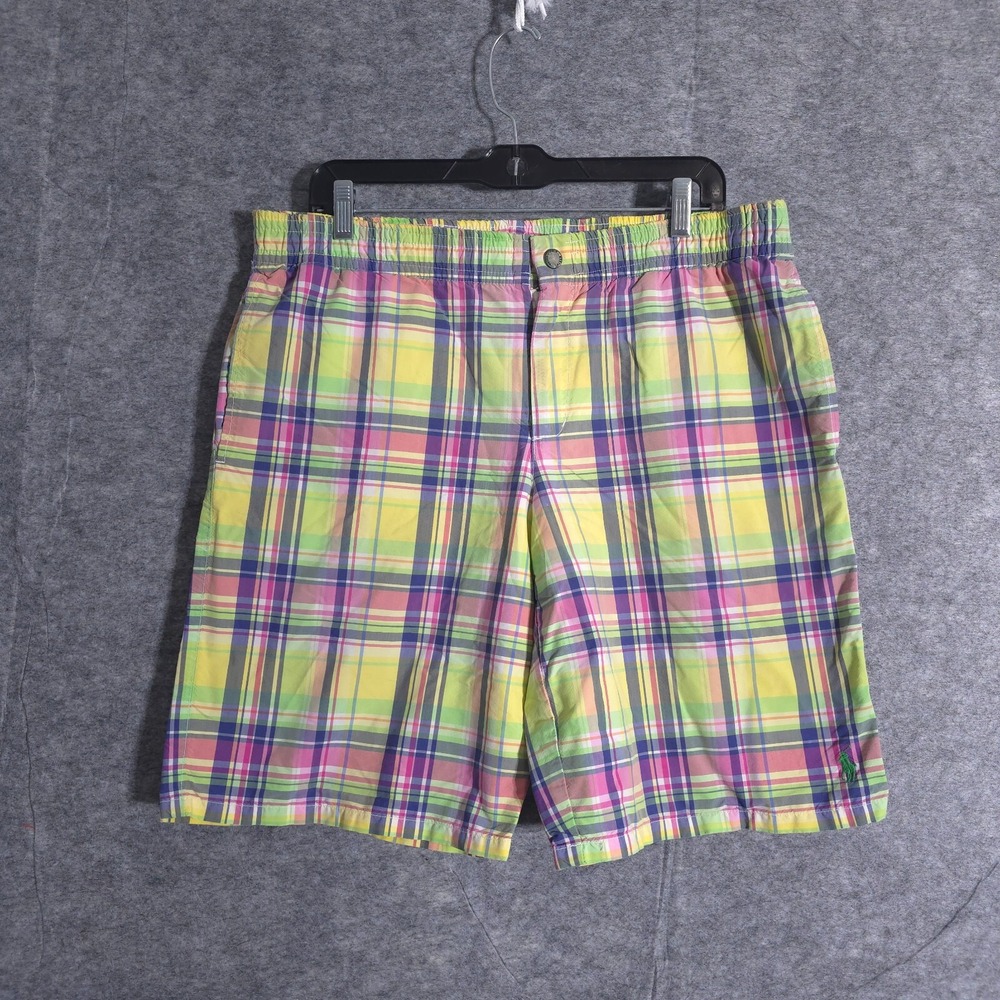 Polo Ralph Lauren Prospect Shorts Men Sz Large Classic Chino Plaid Preppy Modern